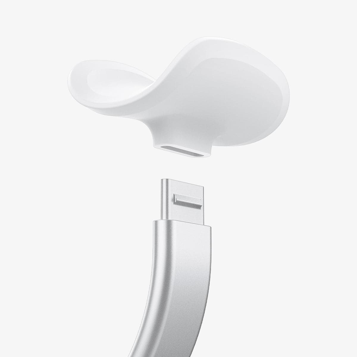 AMP02817 - Apple Airpods Max MagFit Stand in silver showing the top portion of stand hovering above remainder of stand