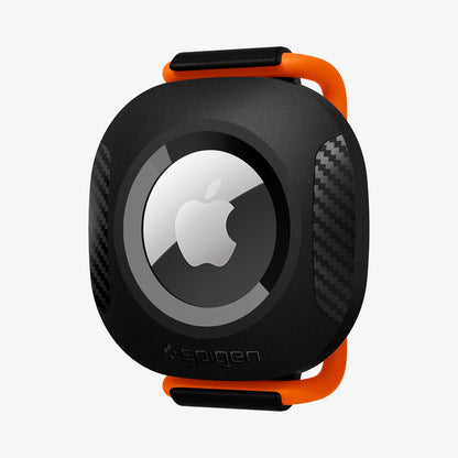 AHP03106 - Apple AirTag Pet Collar ComforTag in black showing the front and side with rubber band