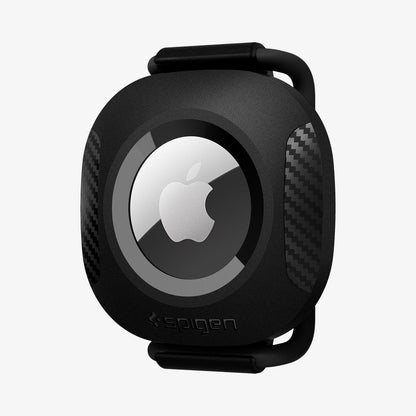 AHP03106 - Apple AirTag Pet Collar ComforTag in black showing the front and side with rubber band