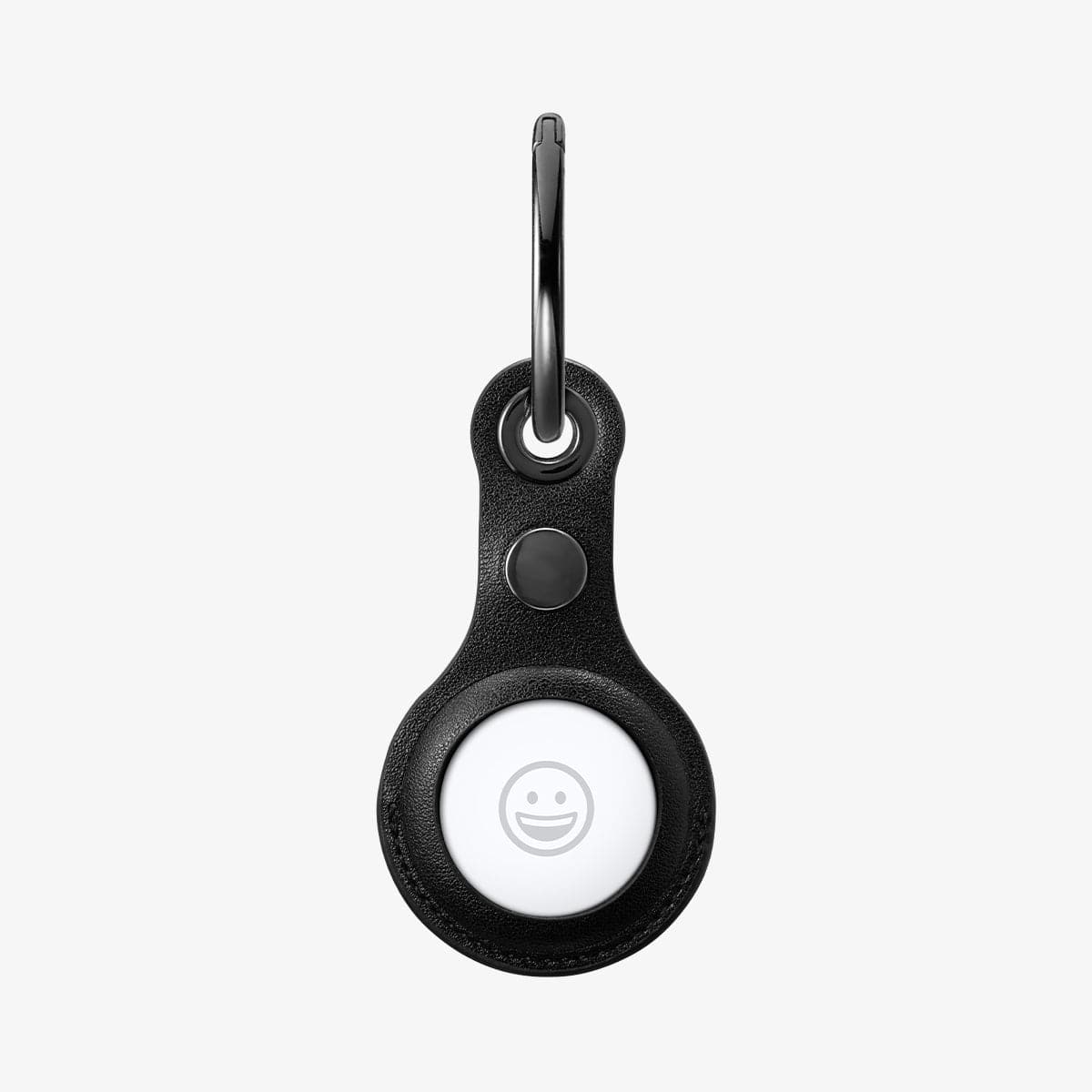 AMP01826 - AirTag Case Valentinus in black showing the front with keyring