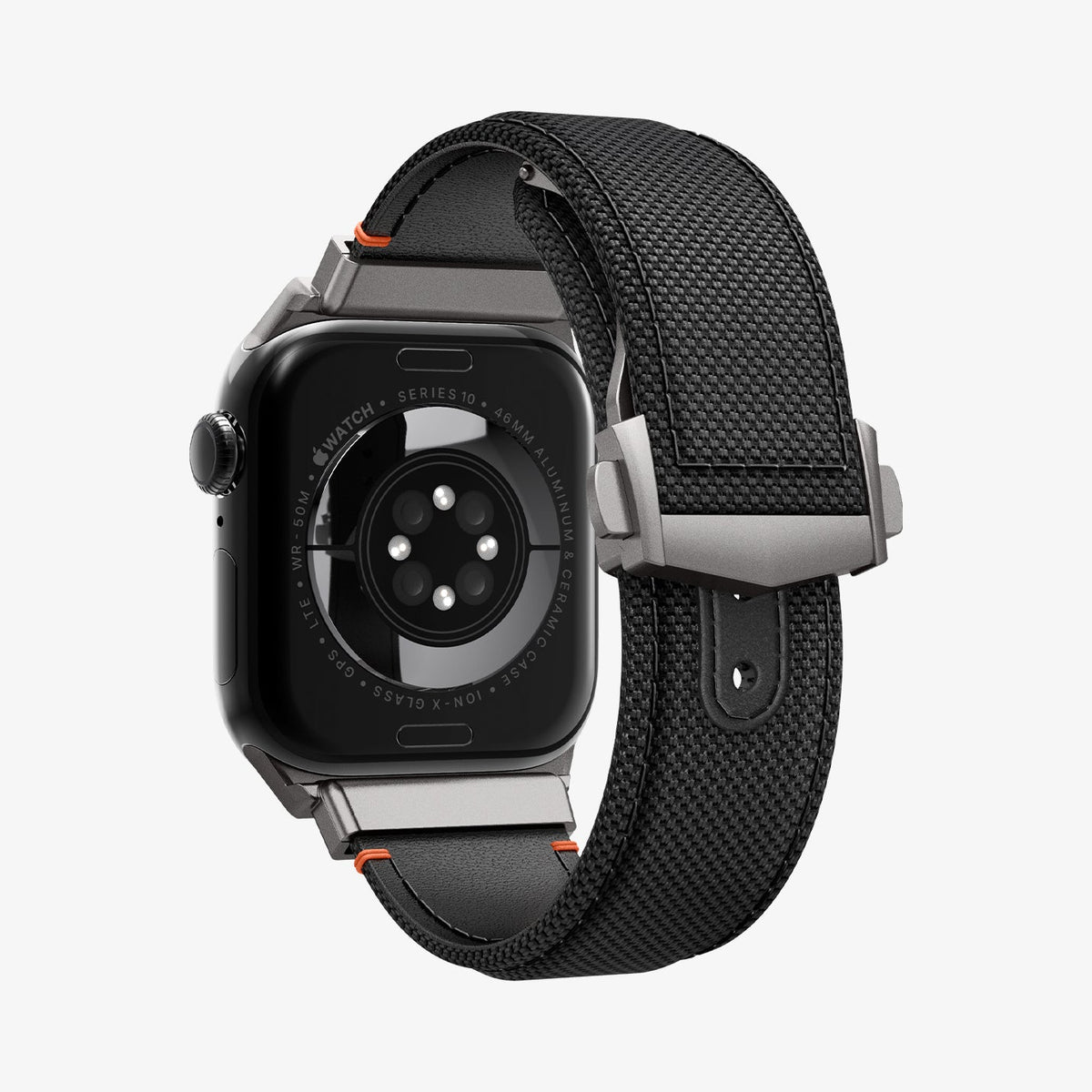 AMP09304 - Apple Watch Ultra (49mm) Classic Fit in Black showing the back of the watch, partial inner side and bottom