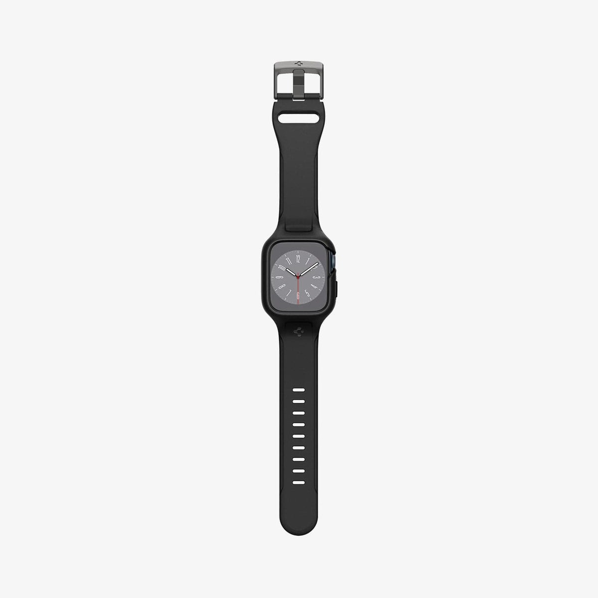 ACS04190 - Apple Watch Series (41mm) Case Liquid Air Pro in black showing the front with watch band laid out flat