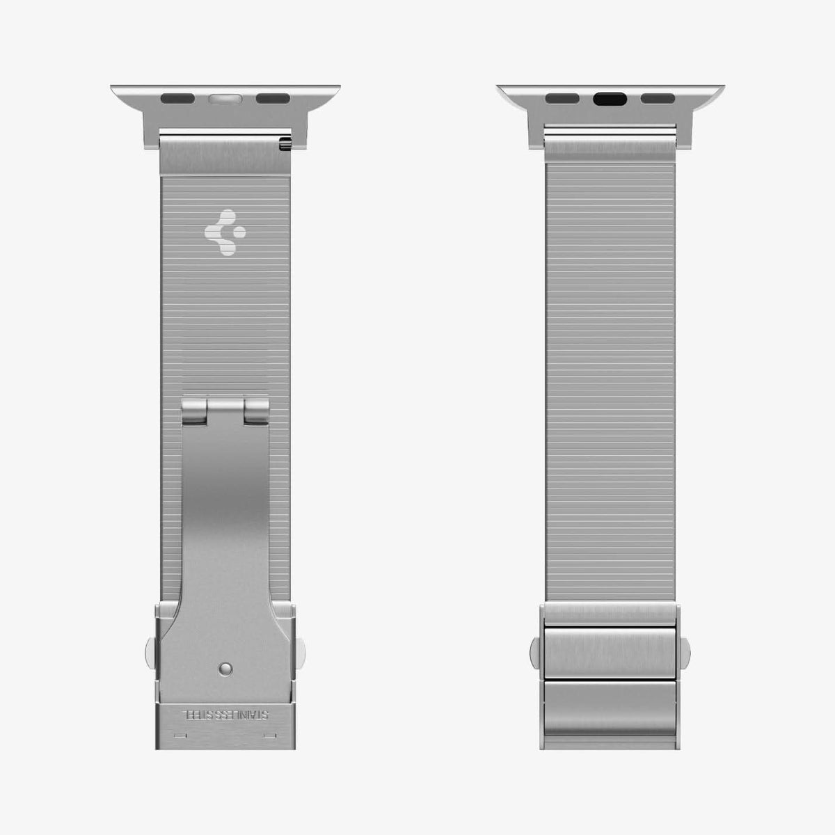 AMP07225 - Apple Watch (41mm) Sleek Link in Silver showing the front of both straps with clasp and end link