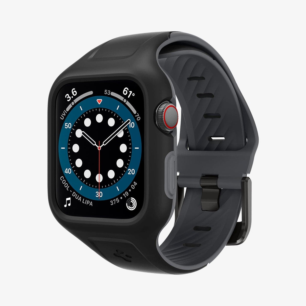 AMP02020 - Apple Watch (40mm) Liquid Air Pro in Black showing the front, side and inner bottom