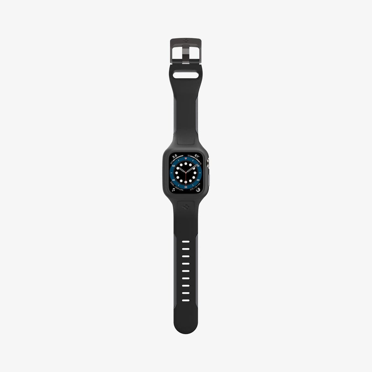 AMP02020 - Apple Watch (40mm) Liquid Air Pro in Black showing the front and side laid-out flat