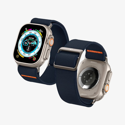 AMP05984 - Apple Watch Series (Apple Watch (49mm)/Apple Watch (45mm)/Apple Watch (42mm)) Watch Band Lite Fit Ultra in navy showing the front and back