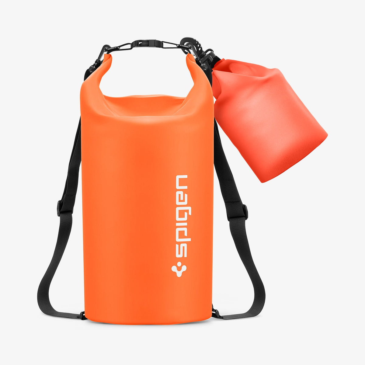 AMP06025 - AquaShield Waterproof Bag A630 in Sunset Orange showing the front of larger bag with smaller bag attached to it