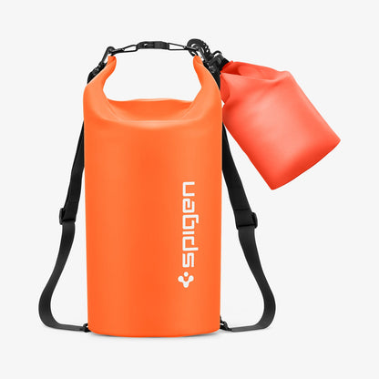 AMP06025 - AquaShield Waterproof Bag A630 in Sunset Orange showing the front of larger bag with smaller bag attached to it