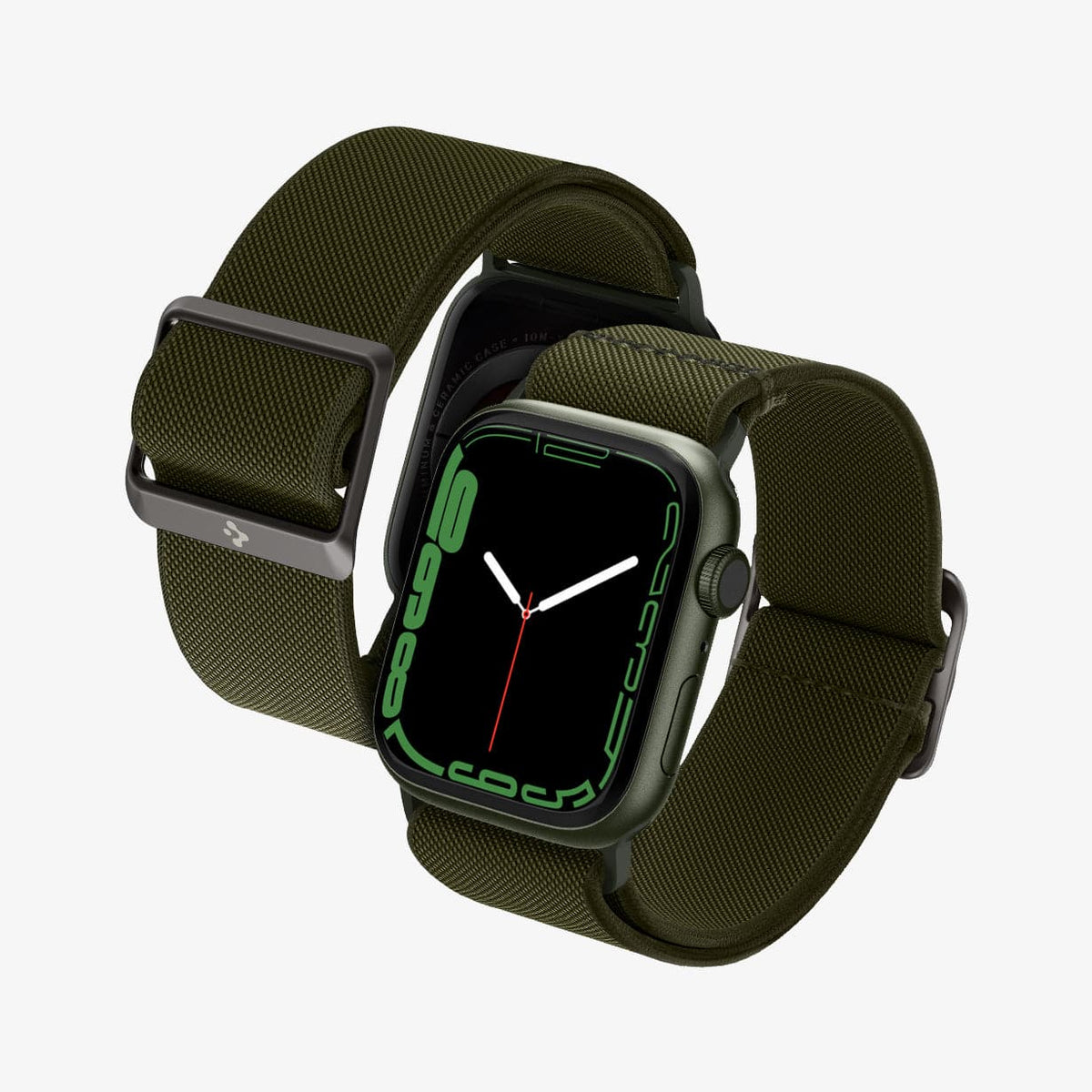 AMP02292 - Apple Watch Series (Apple Watch (41mm)/Apple Watch (38mm)) Watch Band Lite Fit in khaki showing the front and back