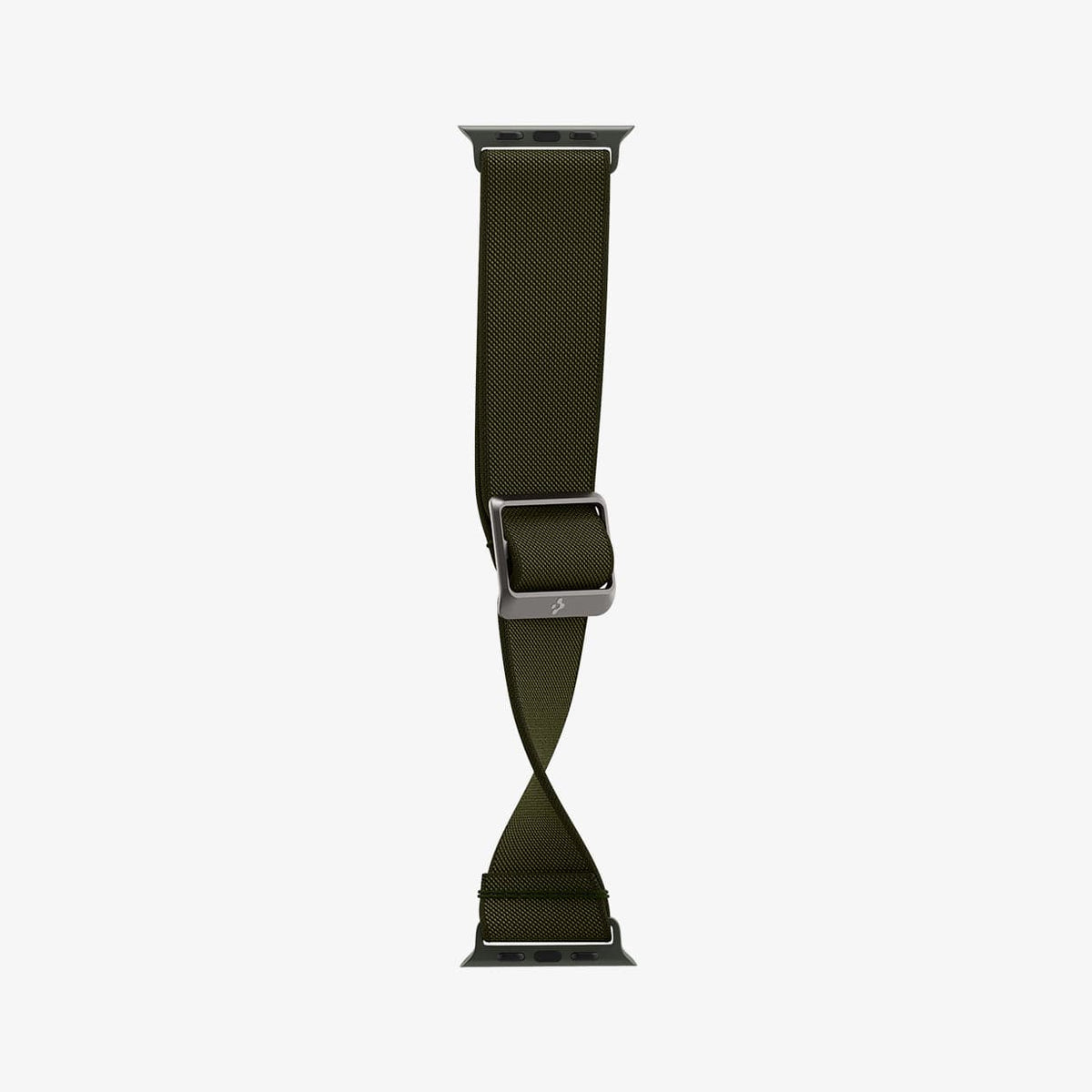 AMP02288 - Apple Watch Series (Apple Watch (49mm)/Apple Watch (45mm)/Apple Watch (42mm)) Watch Band Lite Fit in khaki showing the watch band bending to show the durability