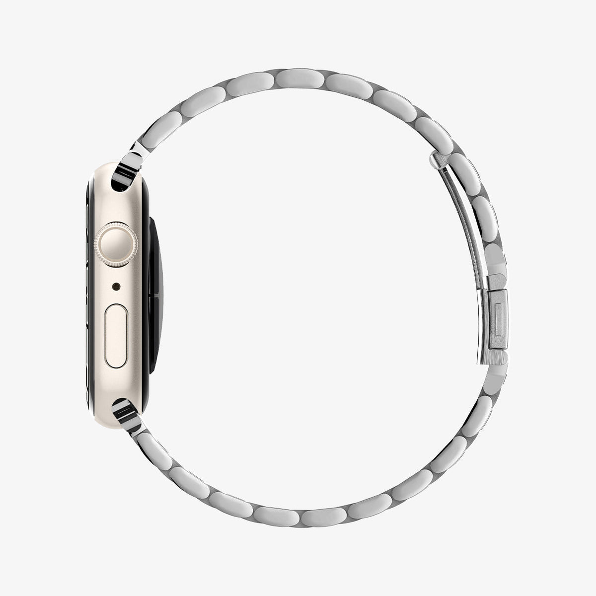062MP25404 - Apple Watch Ultra 3/2/Ultra 49mm, Series 11/10 46mm, 9/8/7 45mm, SE3/SE2/SE/6/5/4 44mm, 3/2/1 42mm Modern Fit Silver showing side