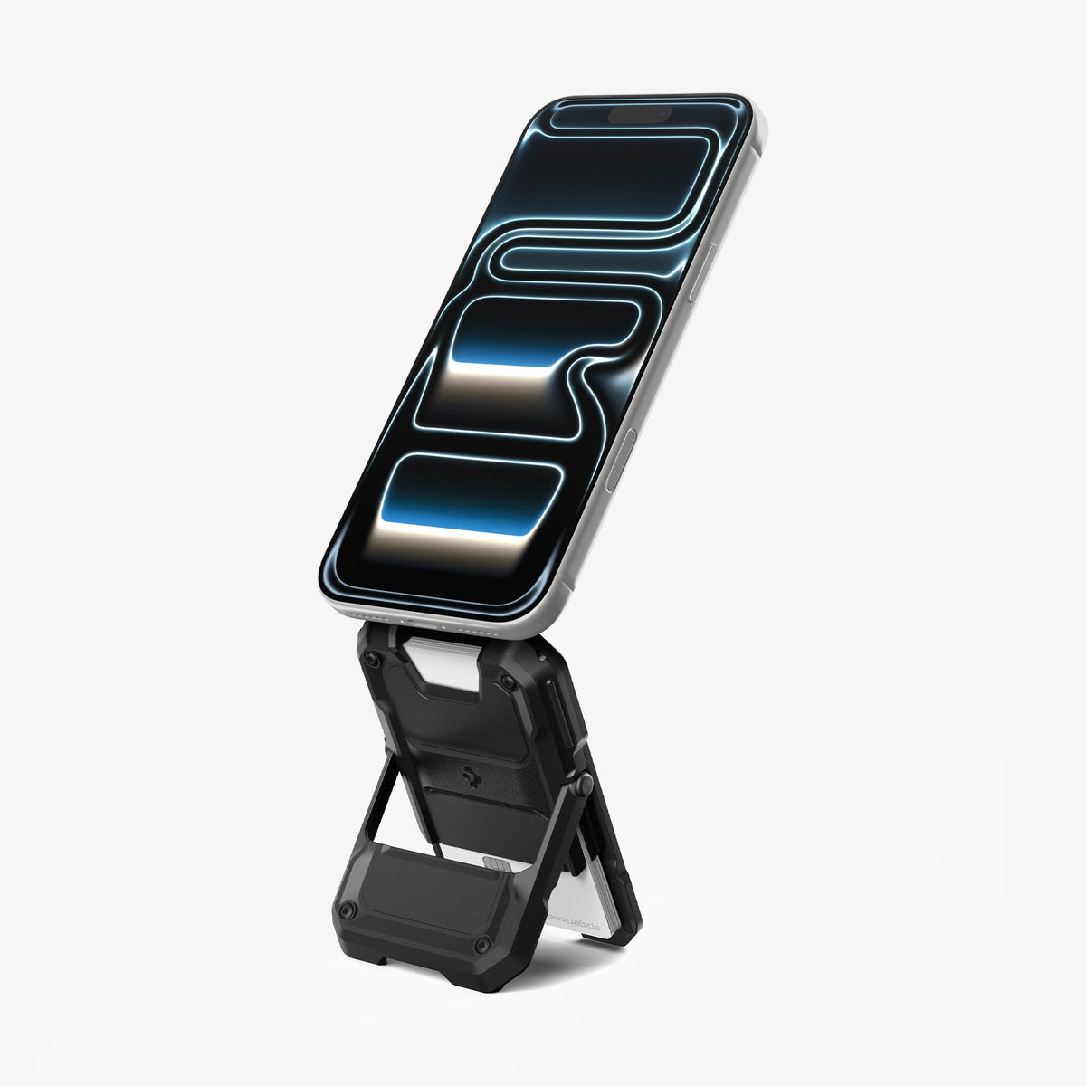 AFA09327 - Tough Armor Pro Card Holder (MagFit) in Black showing put phone on the top