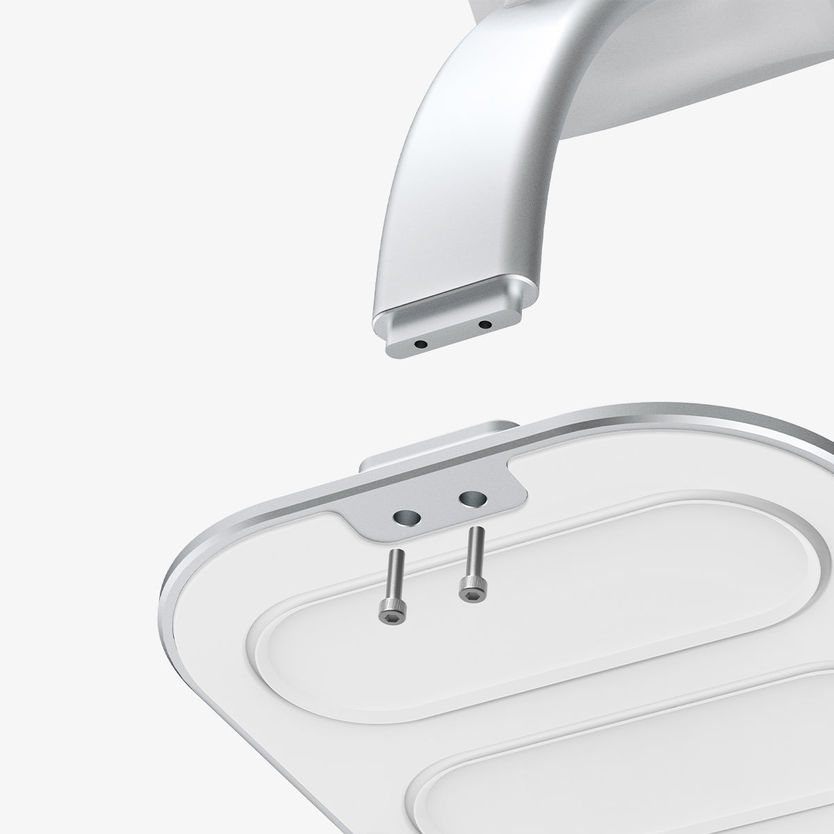 AGP08664 - Apple Vision Pro Stand DR110 in White showing the back, and stand detached with screw visible