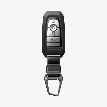 ACS09430 - Ford Key Fob Cover | FK100 in Matte Black showing the front, carabiner closed