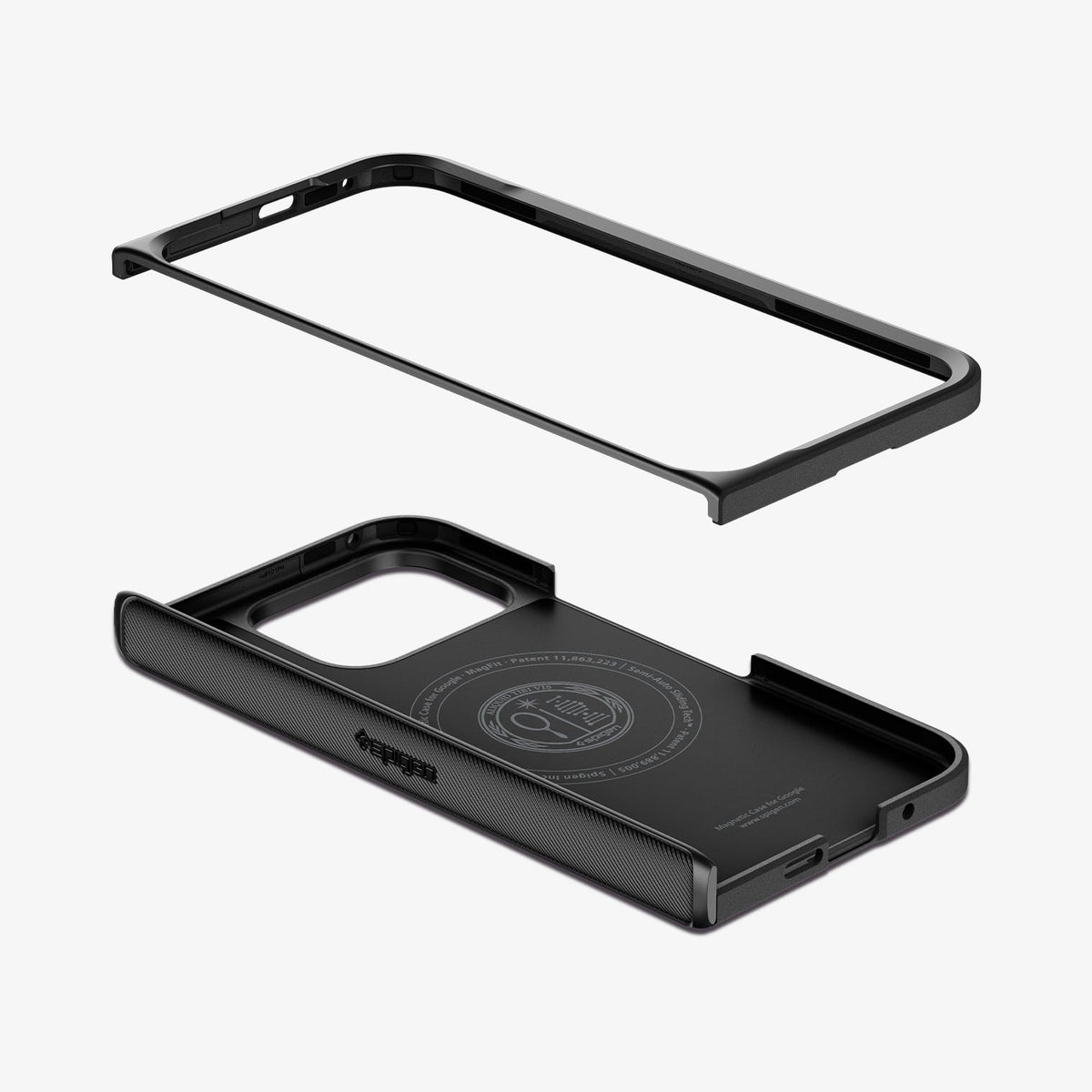 ACS09741 - Pixel 10 Pro Fold Case Slim Armor Pro (MagFit) in black showing the front and back pieces of case