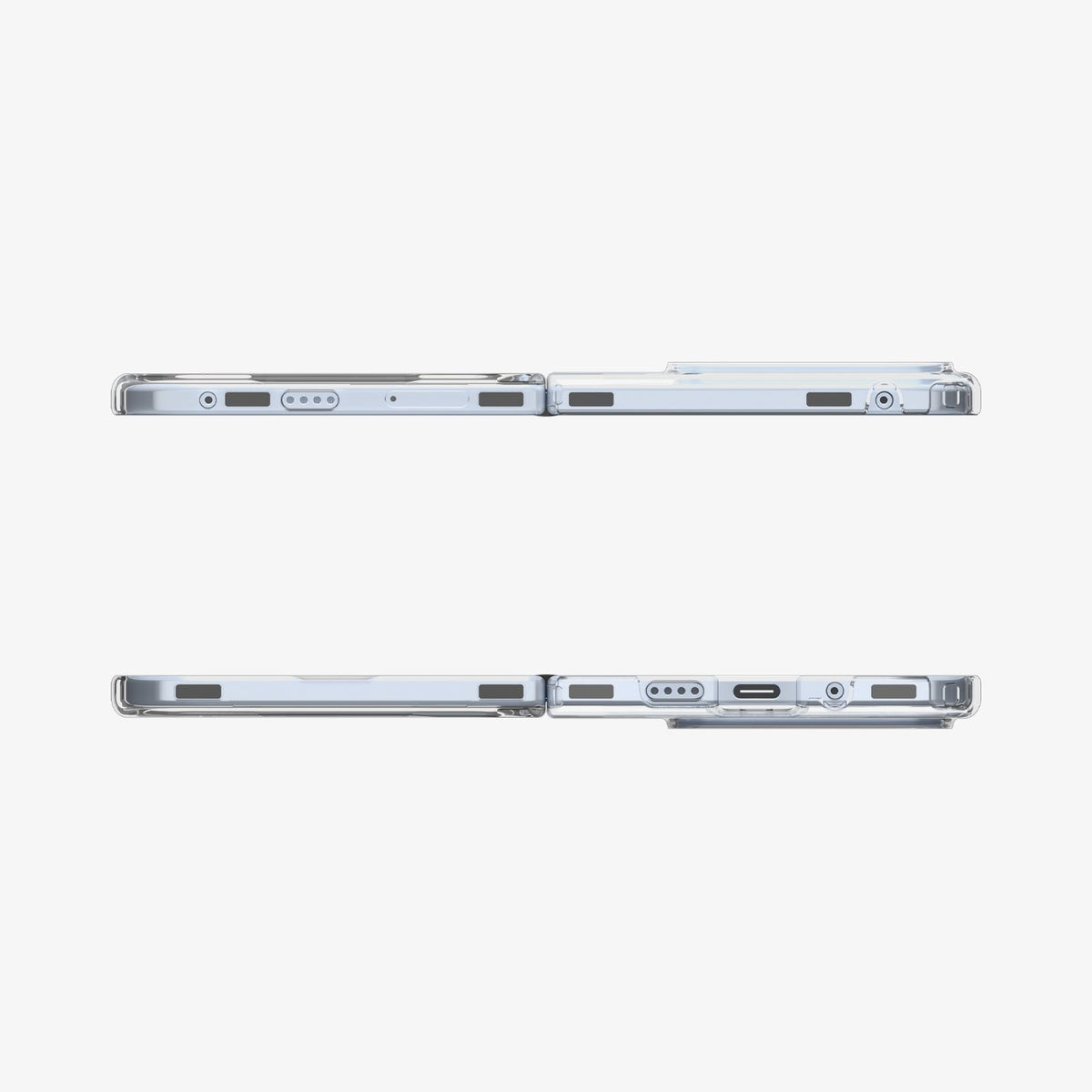 ACS09742 - Pixel 10 Pro Fold Case Ultra Hybrid Metal Ring (MagFit) in crystal clear showing the top and bottom of case