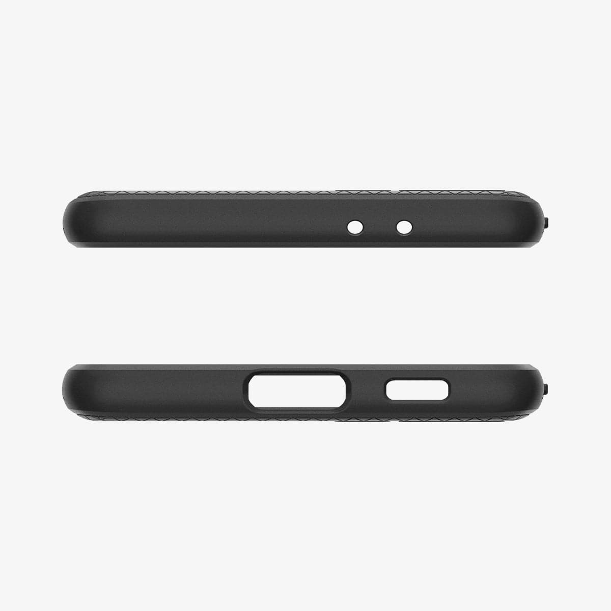ACS02386 - Galaxy S21 Plus Liquid Air Case in matte black showing the top and bottom