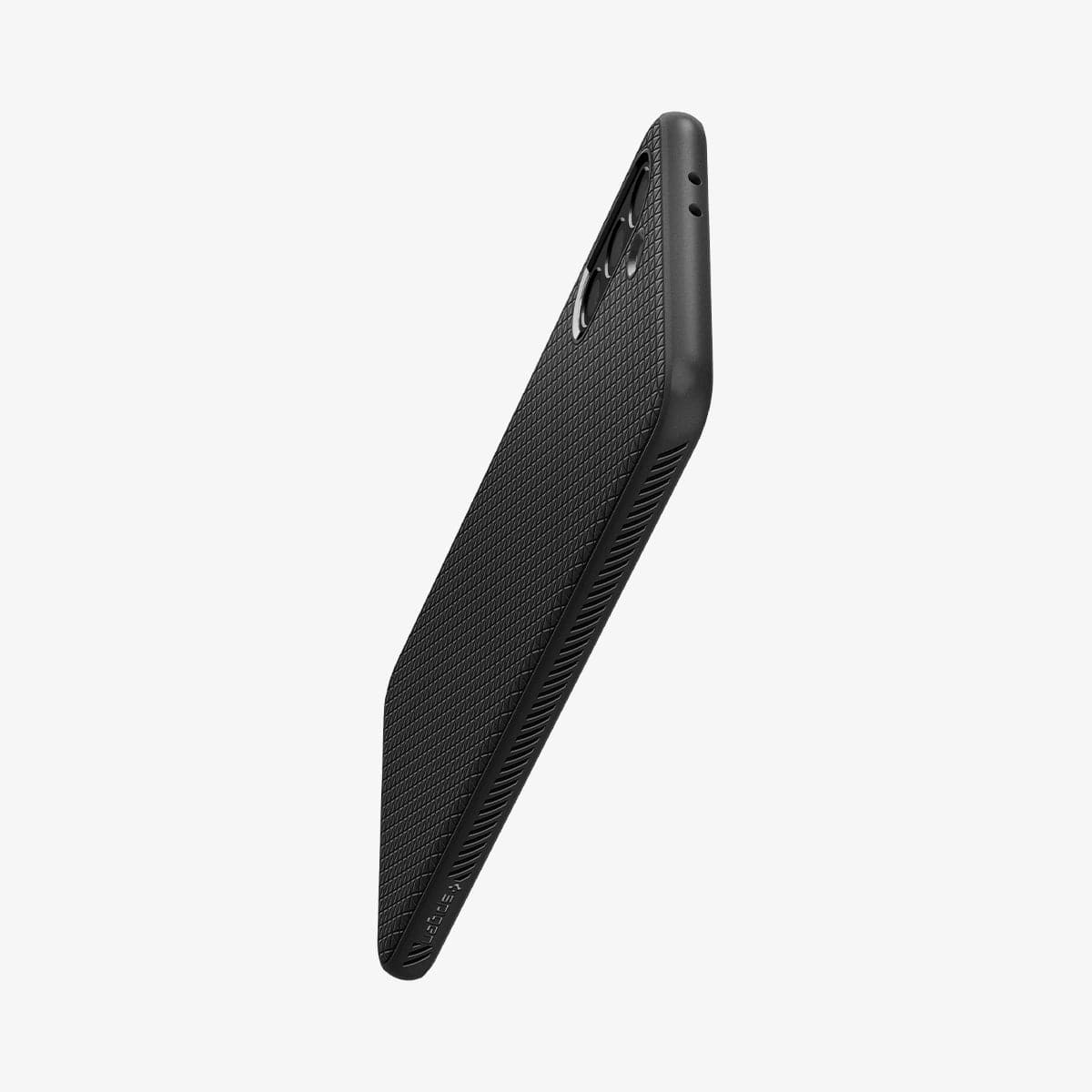ACS02386 - Galaxy S21 Plus Liquid Air Case in matte black showing the top, side and partial back