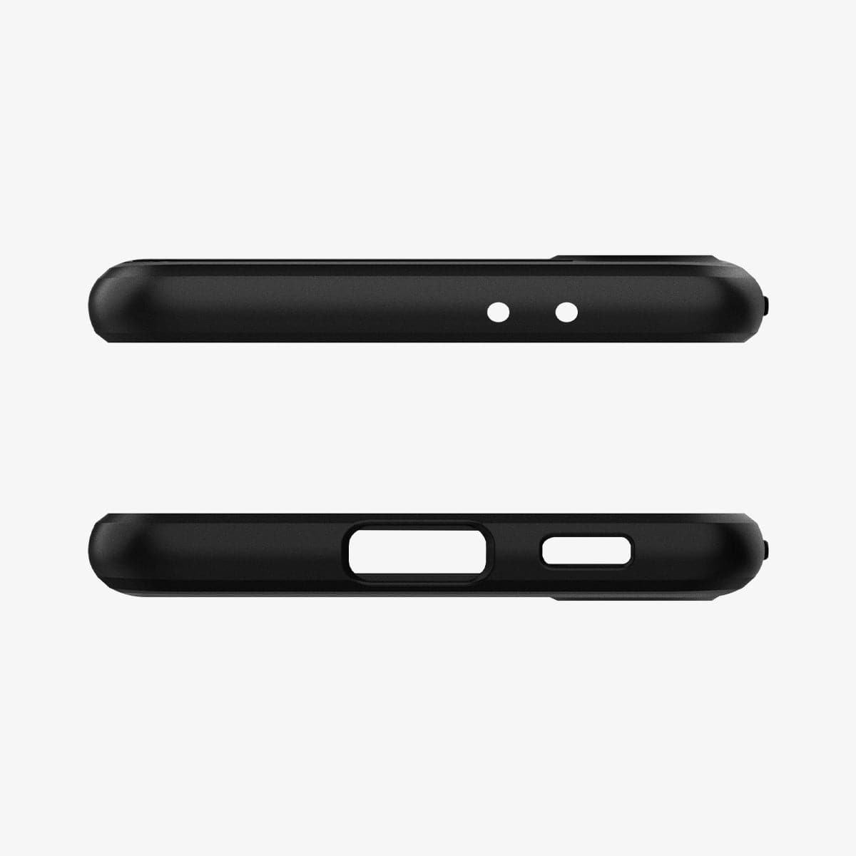 ACS02421 - Galaxy S21 Rugged Armor Case in matte black showing the top and bottom