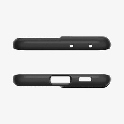 ACS02350 - Galaxy S21 Ultra Liquid Air Case in matte black showing the top and bottom