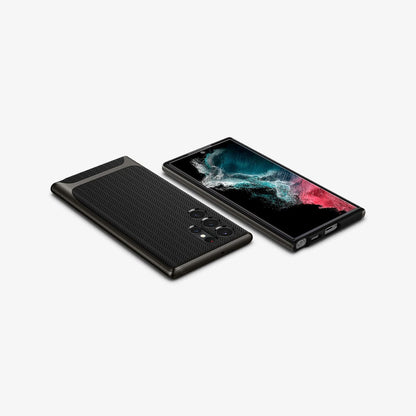 ACS03926 - Galaxy S22 Ultra 5G Case Neo Hybrid in gunmetal showing the back, front, sides, top and bottom