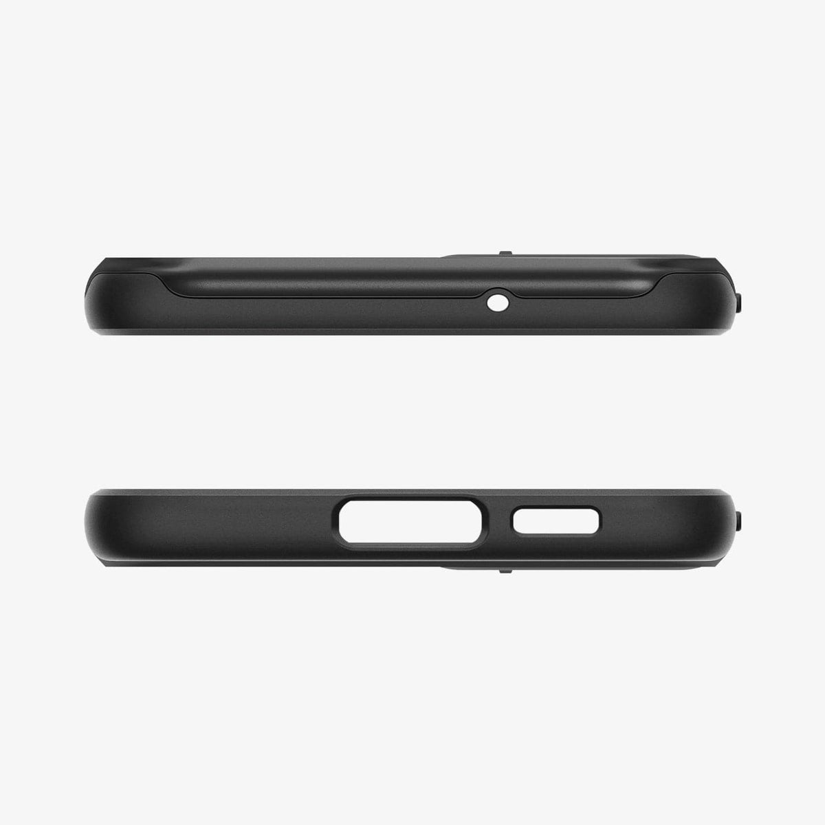 ACS05733 - Galaxy S23 Case Optik Armor in black showing the top and bottom with precise cutouts