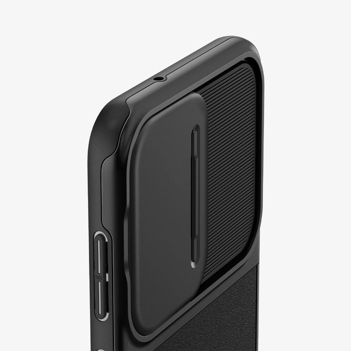 ACS05733 - Galaxy S23 Case Optik Armor in black showing the back zoomed in on camera lens