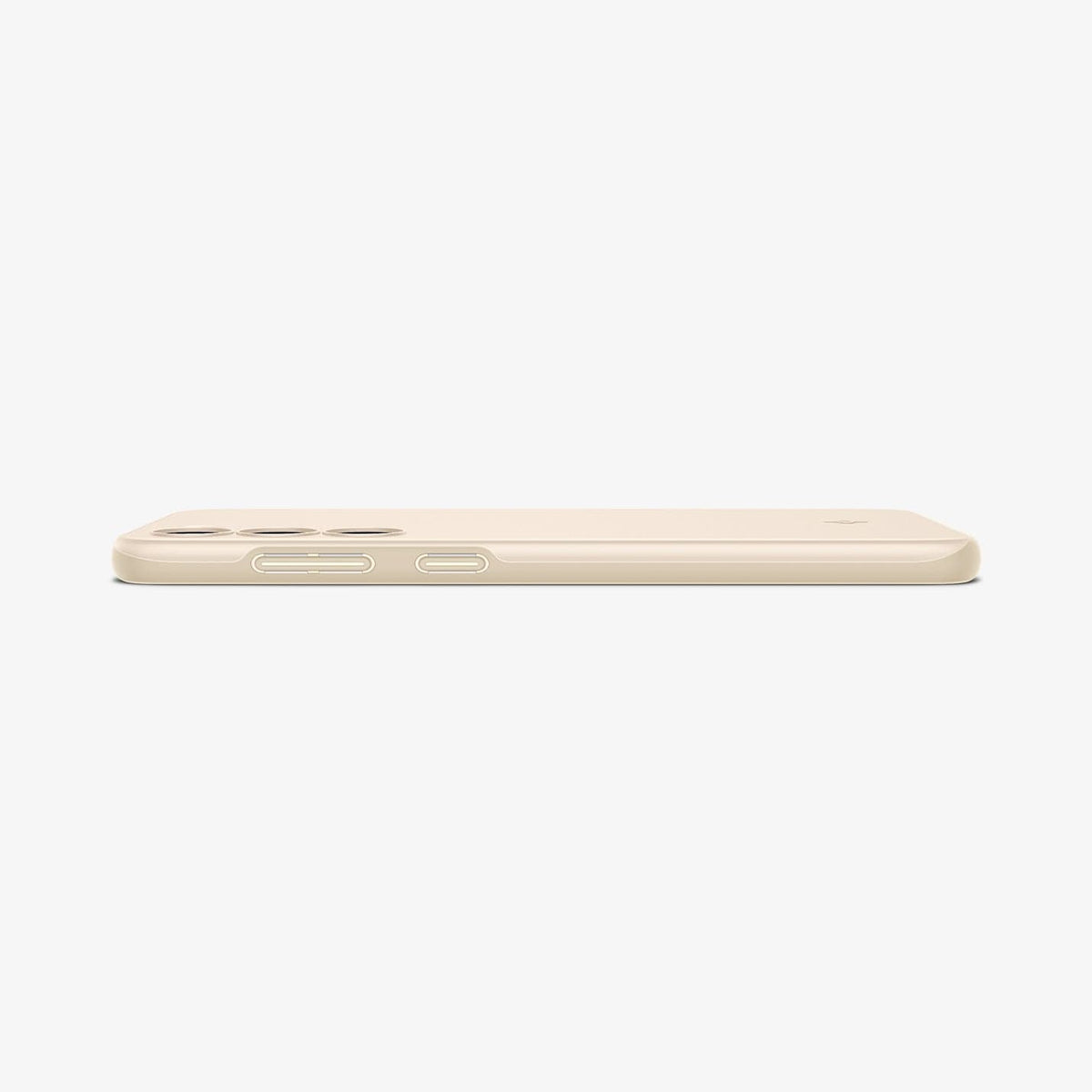 ACS06083 - Galaxy S23 Case Thin Fit in pearled ivory showing the side and partial back with device laying flat