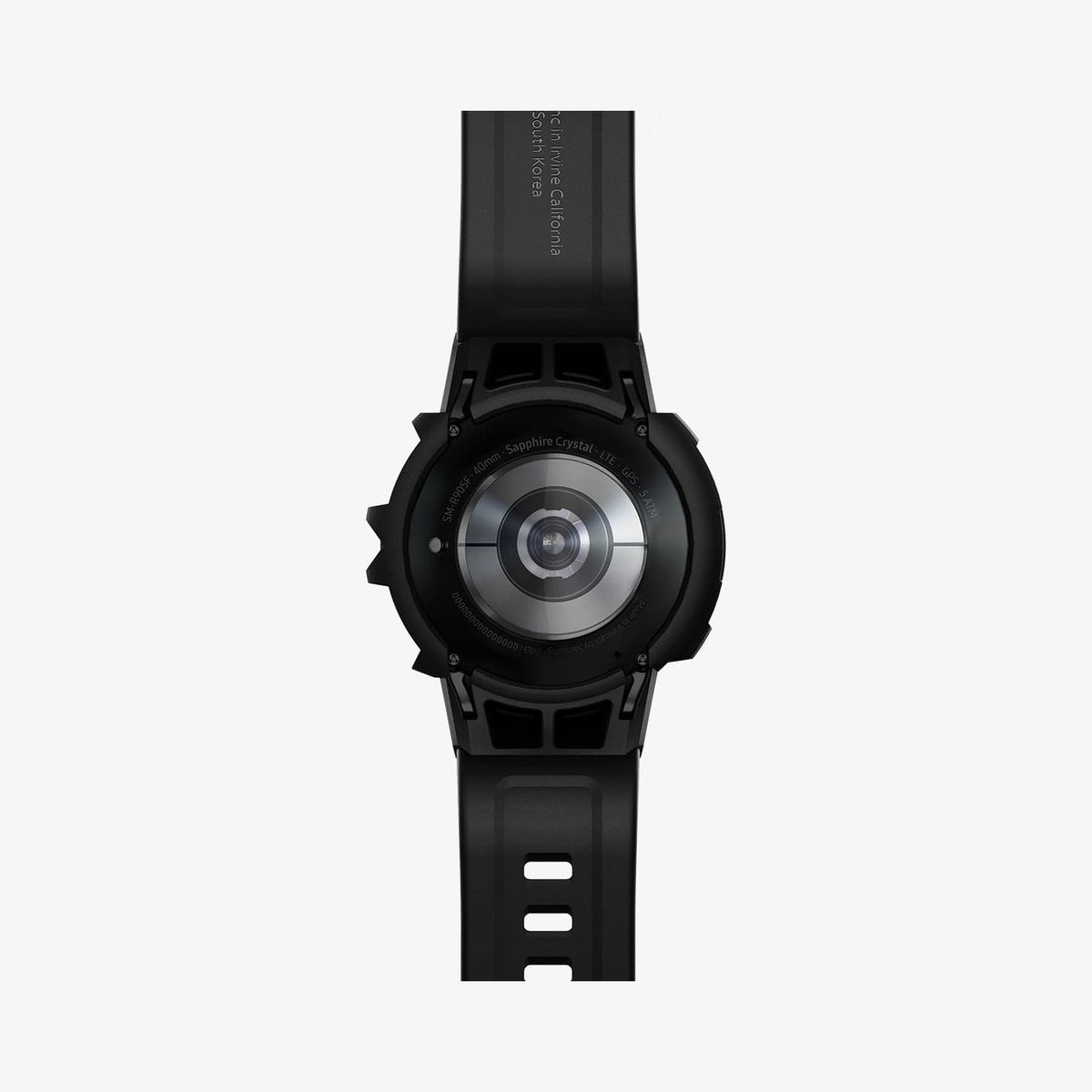 ACS03165 - Galaxy Watch 5/4 (40mm) Case Rugged Armor Pro in charcoal gray showing the back with watch band laid out flat