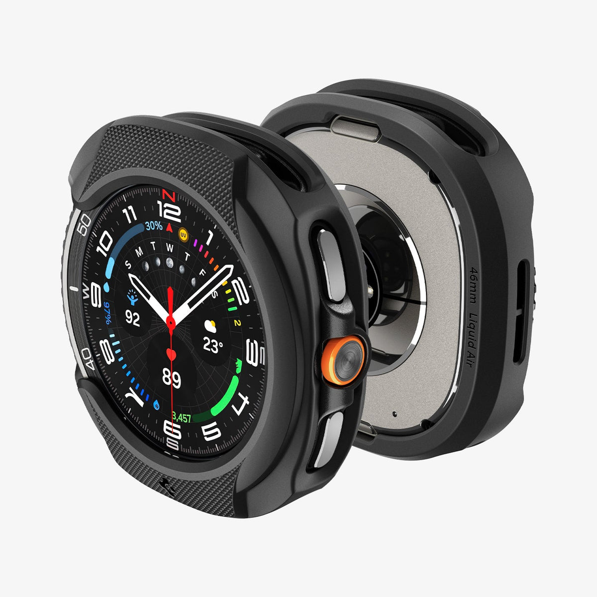 ACS09841 - Galaxy Watch 8 46mm Liquid Air showing the front, back, and sides of the watch face