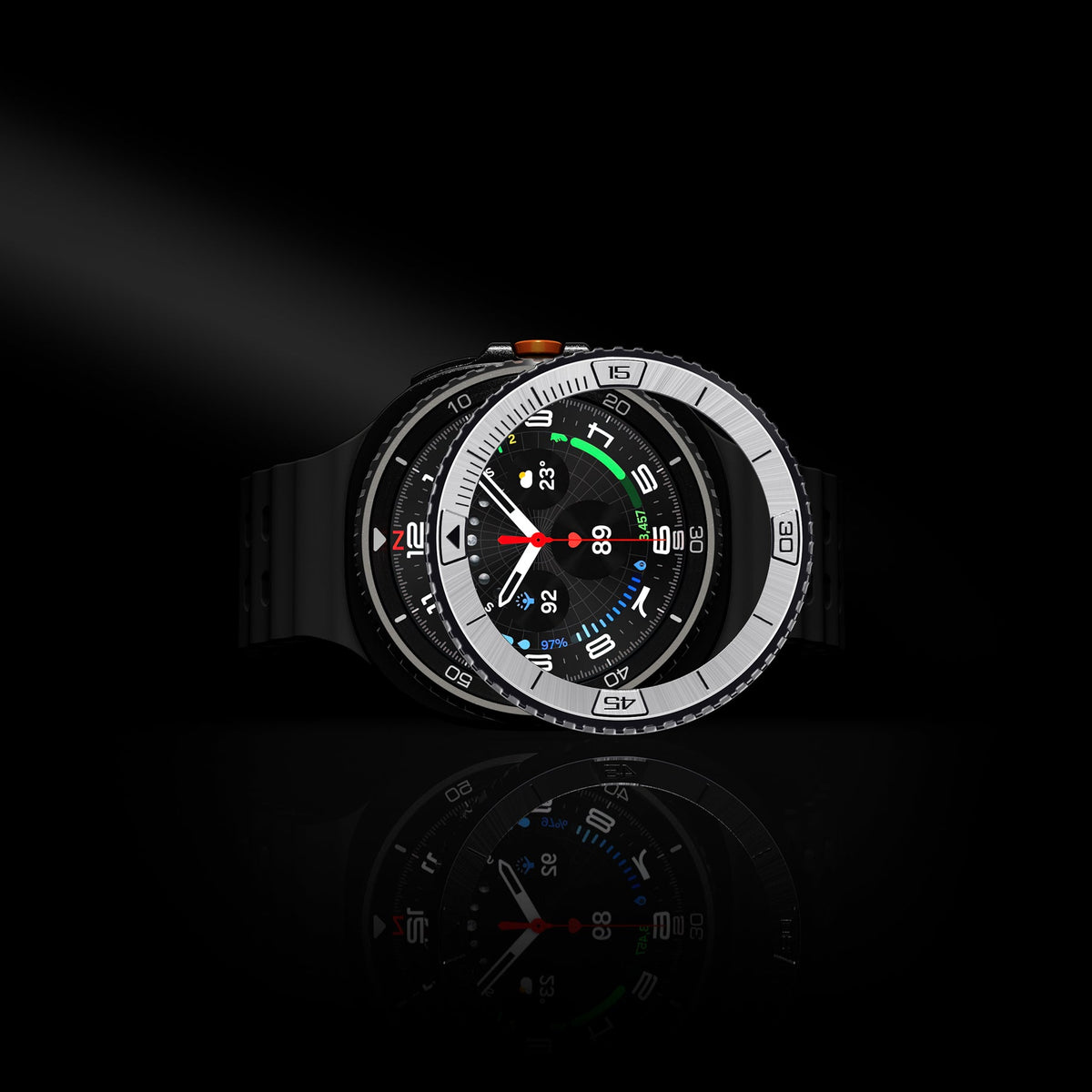 ACS10015 - Galaxy Watch 8 46mm Bezel Tune in sliver showing product