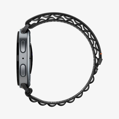 AMP11607 - Galaxy Watch 9 Series WBF1 showing side profile of Galaxy Watch 9 watch with woven nylon band wrapped around