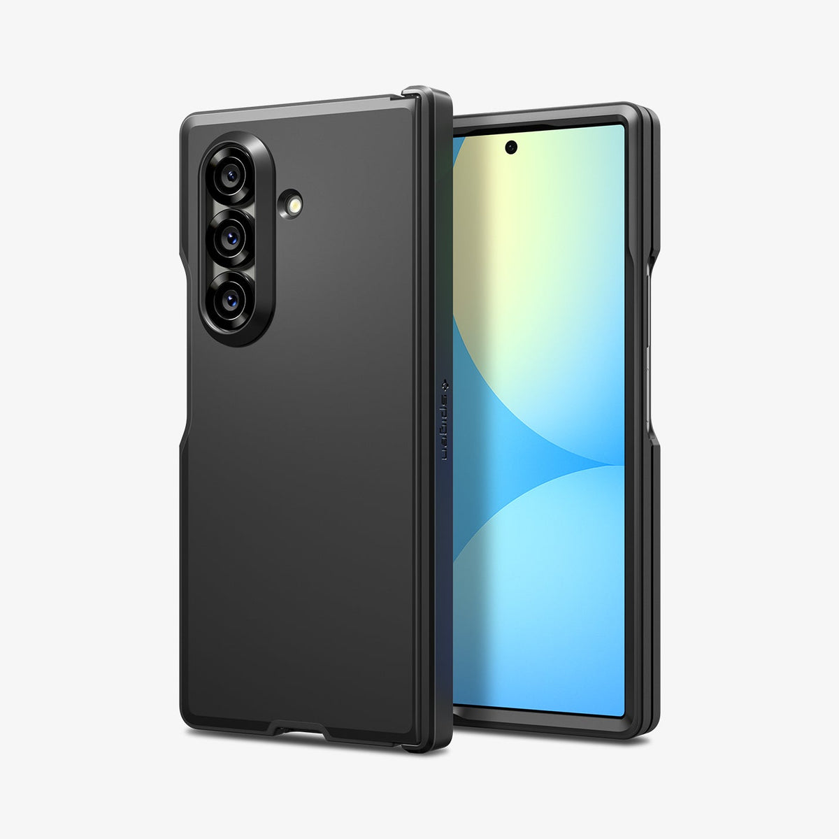 ACS09549 - Galaxy Z Fold 7 Tough Armor Pro (MagFit) in black showing the back, hinge, partial front and sides