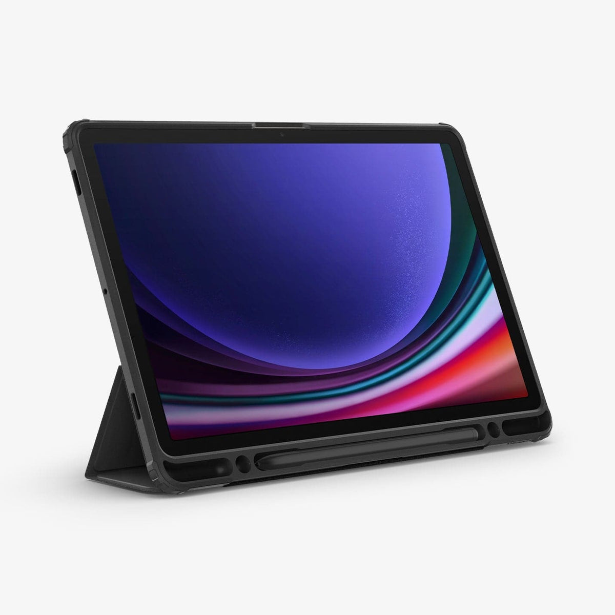 ACS07077 - Galaxy Tab S9 Case Ultra Hybrid Pro in black showing the front with device propped up by built in kickstand