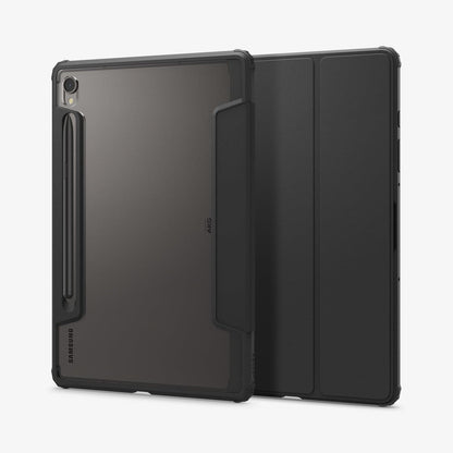 ACS07077 - Galaxy Tab S9 Case Ultra Hybrid Pro in black showing the back and front