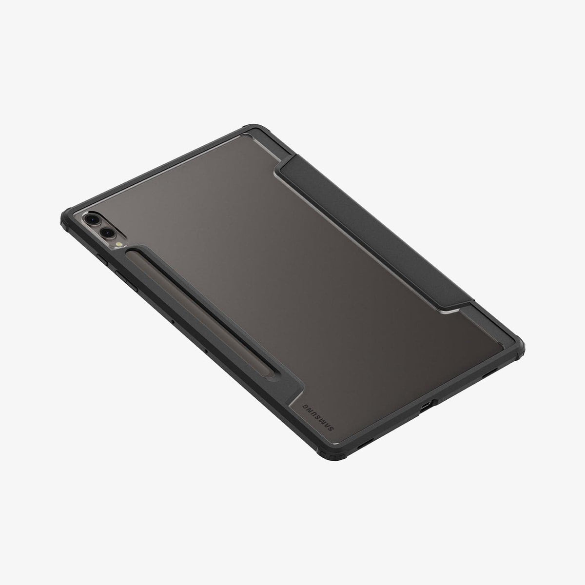 ACS07076 - Galaxy Tab S9 Plus Case Ultra Hybrid Pro in black showing the back, side and bottom