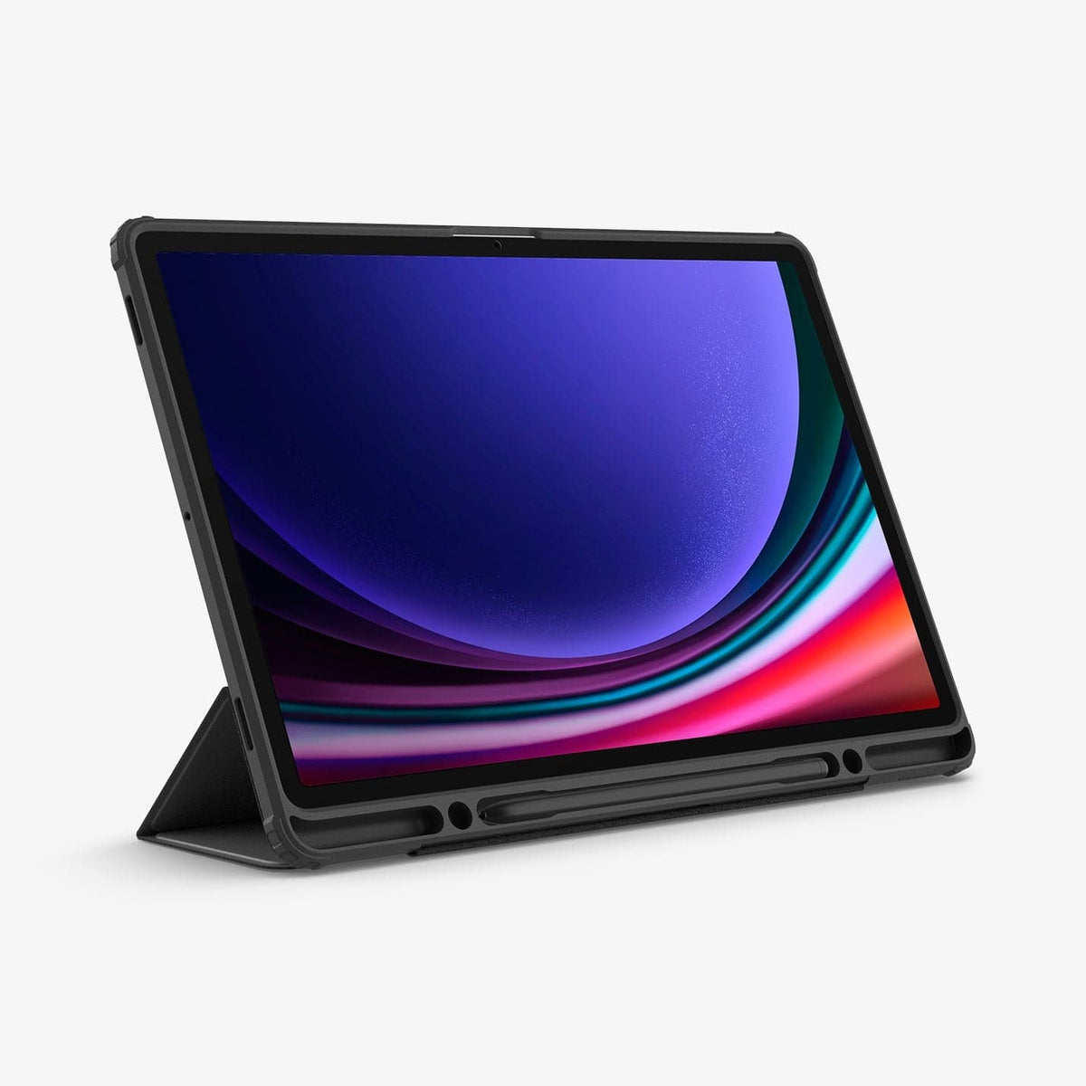 ACS07076 - Galaxy Tab S9 Plus Case Ultra Hybrid Pro in black showing the front with device propped up by built in kickstand