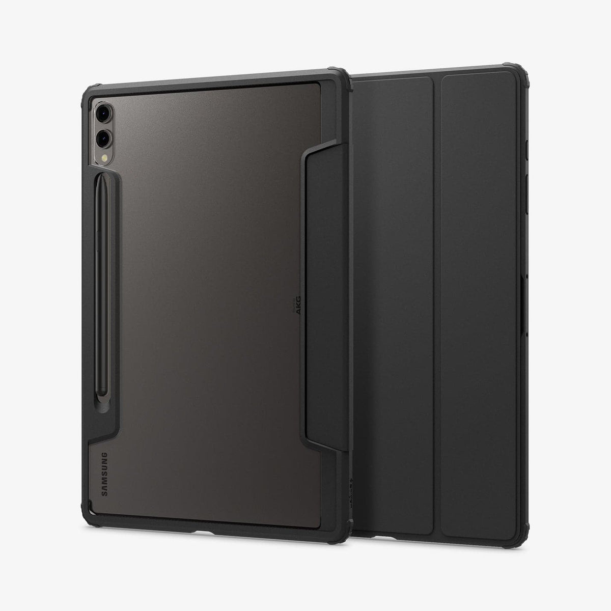 ACS07076 - Galaxy Tab S9 Plus Case Ultra Hybrid Pro in black showing the back and front