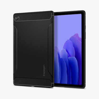 ACS01562 - Galaxy Tab A7 Case Rugged Armor in matte black showing the back and front