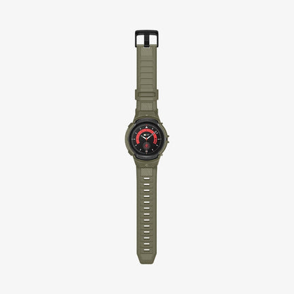 ACS05913 - Galaxy Watch 5 Pro (45mm) Case Rugged Armor Pro in vintage khaki showing the front with watch band laid out flat