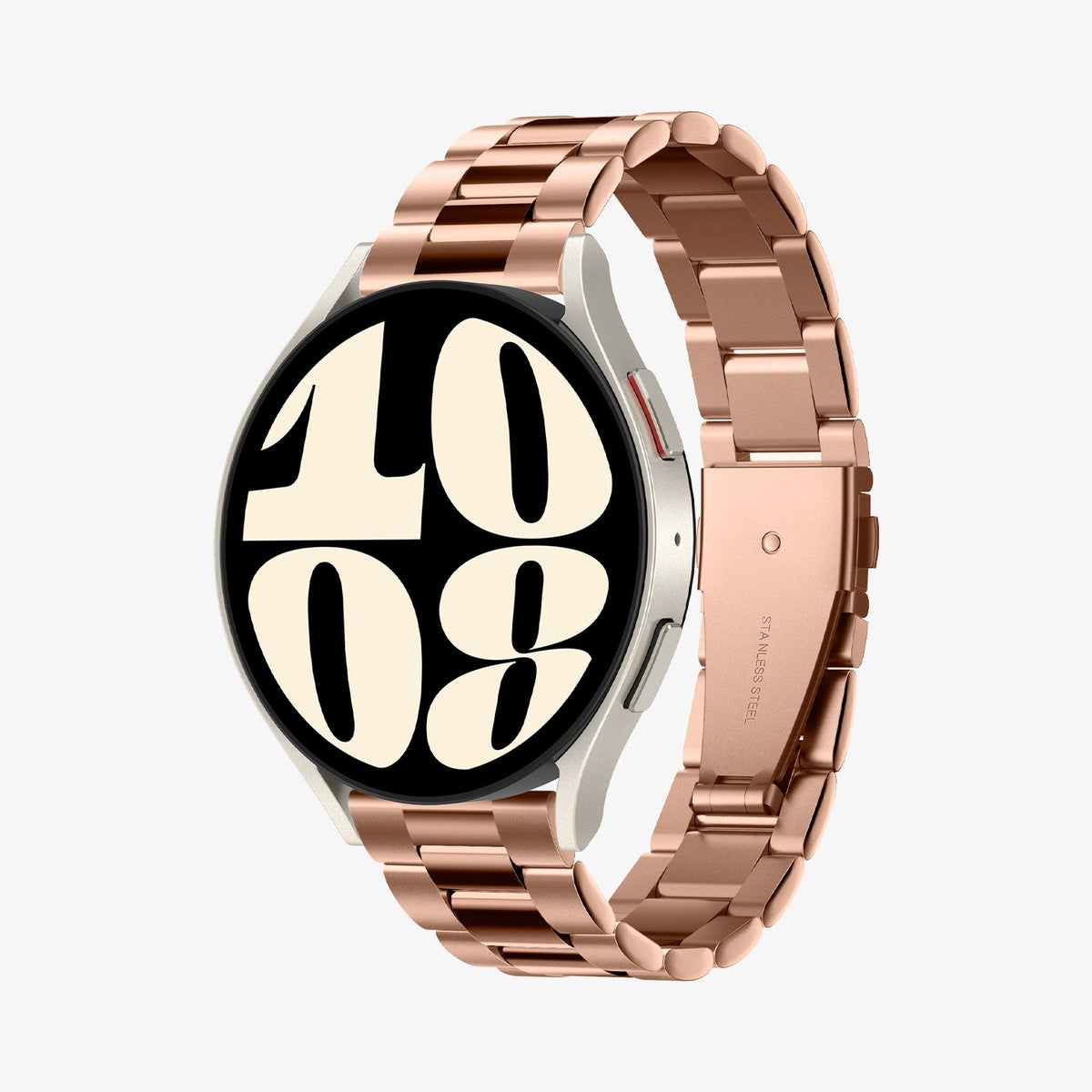 600WB24982 - Galaxy Watch Band (20mm) Modern Fit in rose gold showing the front and inside of band