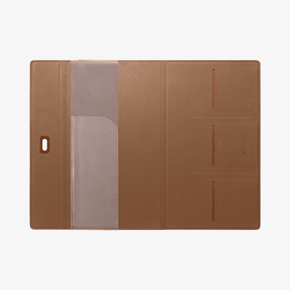 ACP08882 - Registration Card Holder | IC100 in Dune Beige showing the inside, full open with 3 card slots and and one compartment on the other side
