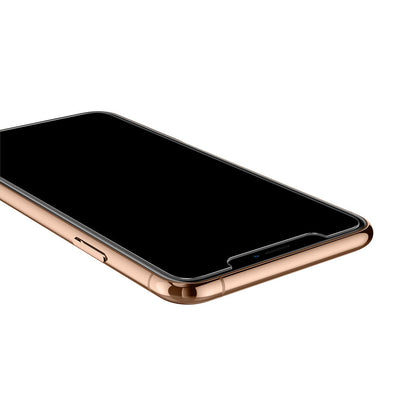 063GL25358 - iPhone XS / X Screen Protector GLAS.tR EZ Fit showing the front and side with device laying flat