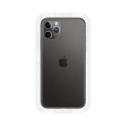 063GL25358 - iPhone XS / X Screen Protector GLAS.tR EZ Fit showing the back with ez fit tray installed on device