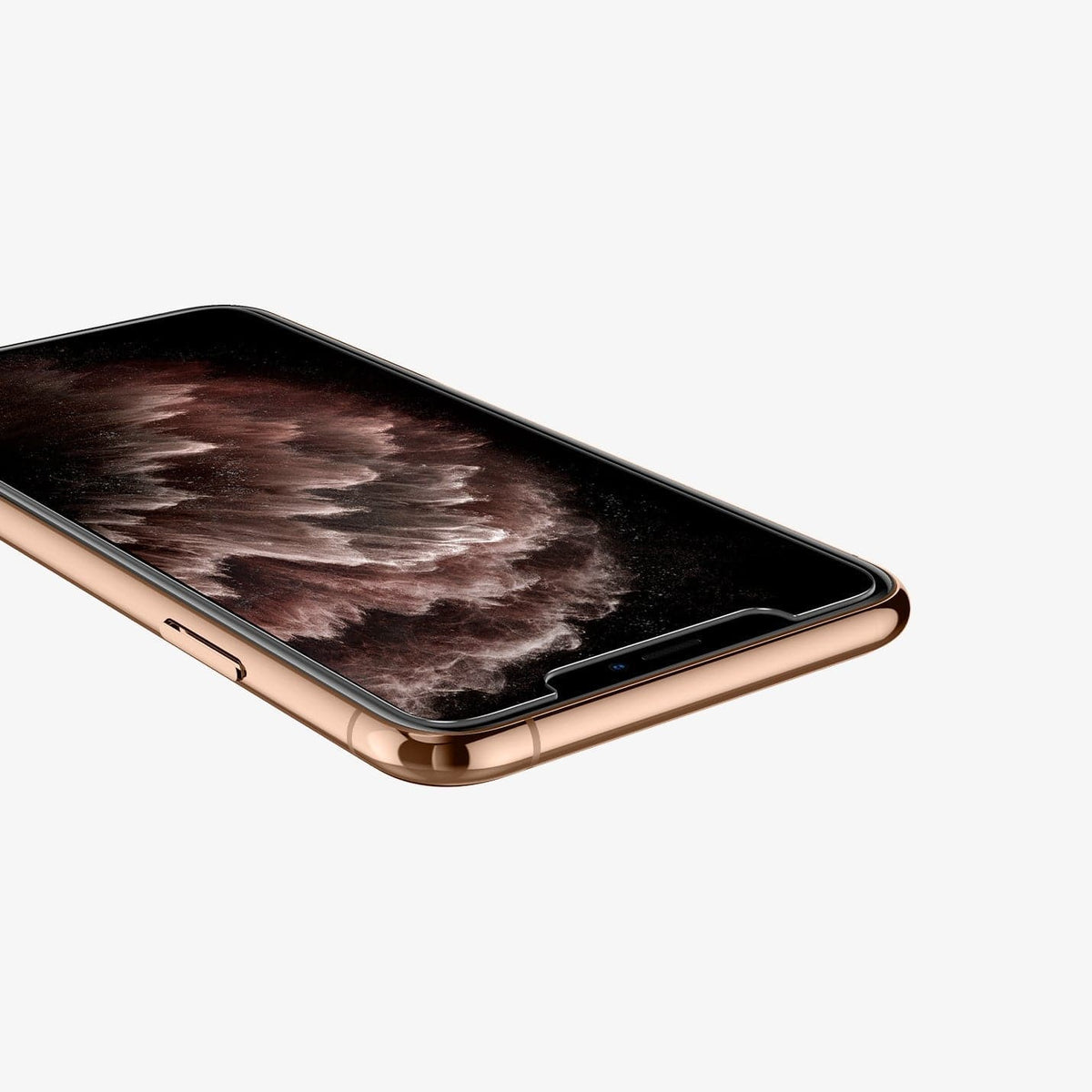 065GL25359 - iPhone XS Max Screen Protector GLAS.tR EZ Fit showing the front and side with screen on