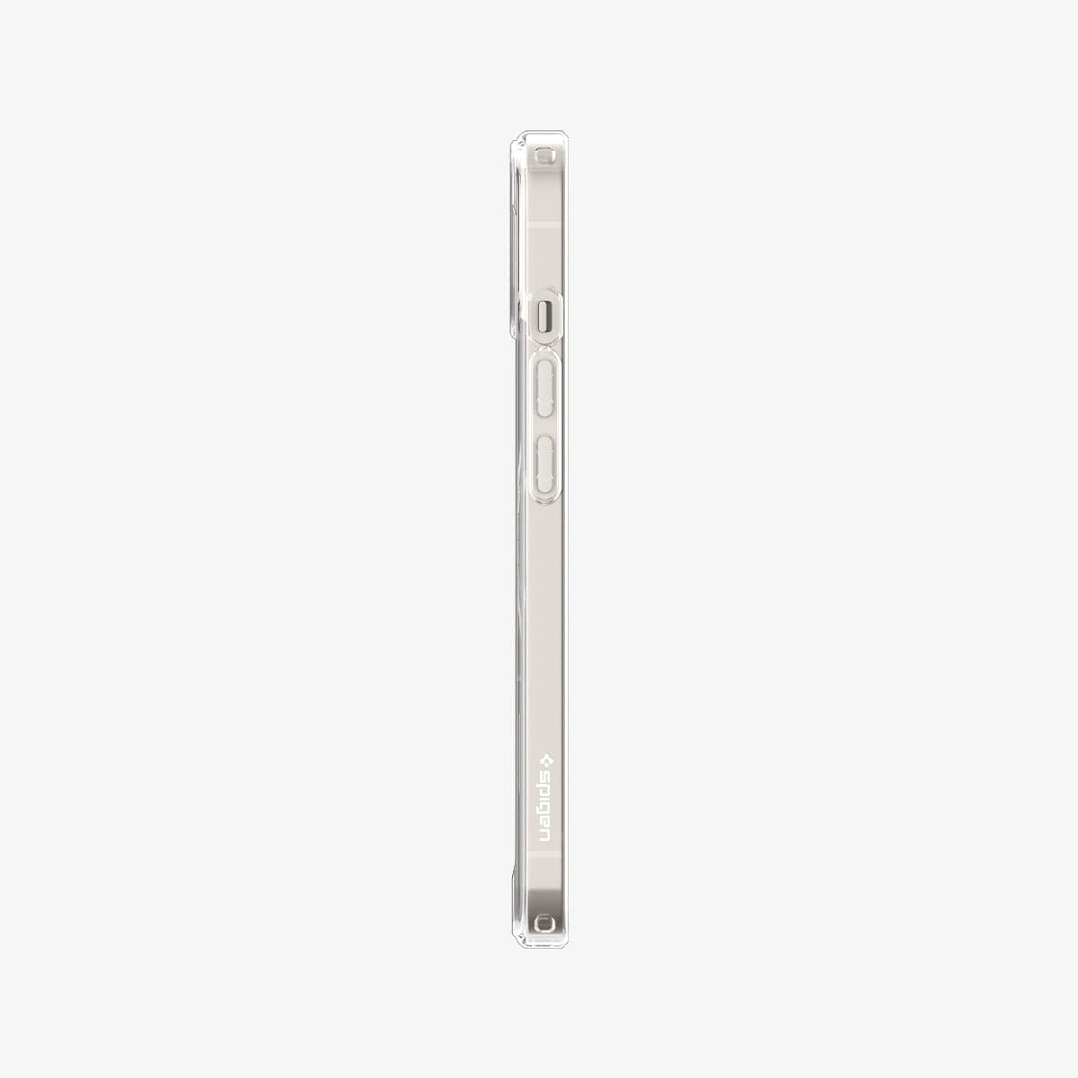 ACS03528 - iPhone 13 Case Ultra Hybrid Mag Safe Compatible in white showing the side with volume controls
