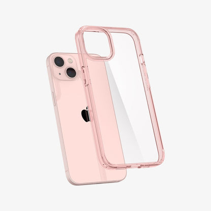 ACS03525 - iPhone 13 Case Ultra Hybrid in rose crystal showing the back with case hovering away from device