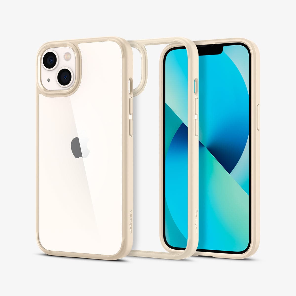 ACS03526 - iPhone 13 Case Ultra Hybrid in sand beige showing the back, inside and front