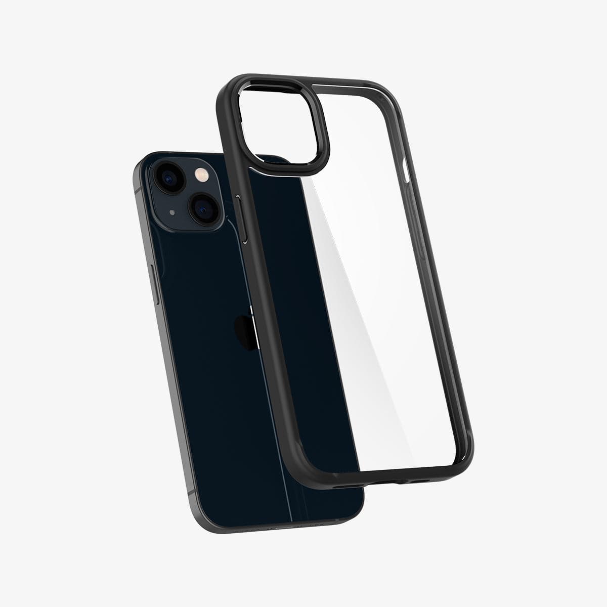 ACS03318 - iPhone 13 Mini Case Ultra Hybrid in matte black showing the back with case hovering away from device
