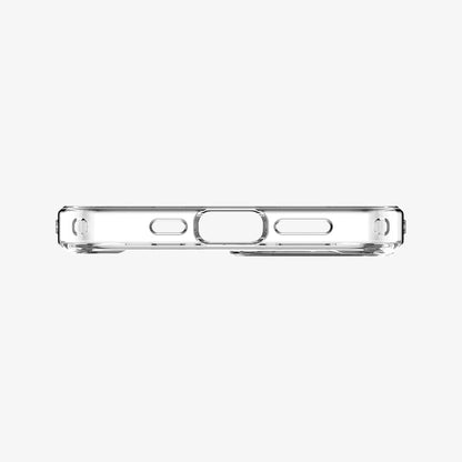 ACS03317 - iPhone 13 Mini Case Ultra Hybrid in crystal clear showing the bottom with precise cutouts